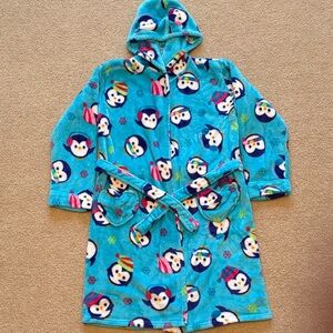Komar Kids Teal Penguin Hooded Fleece Robe